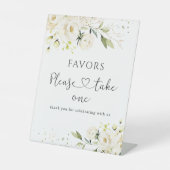 Weiße Rosen Gastgeschenke Hochzeiten Unterschreibe Sockelschild (Vorderseite)