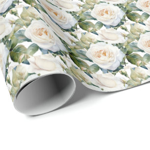 Weiße Rosen  Geschenkpapier