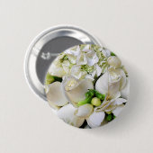 Weiße Rosen, glücklich_ Button (Vorne & Hinten)