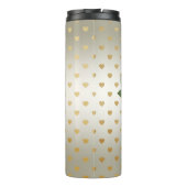 Weiße Rosen Gold Herzklopfen florale Wärmeleiter Thermosbecher (Rückseite)