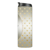 Weiße Rosen Gold Herzklopfen florale Wärmeleiter Thermosbecher (Nach rechts gedreht)