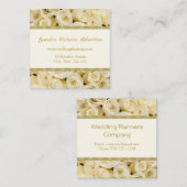 Weiße Rosen, Goldgrenzehochzeitsplaner Quadratische Visitenkarte (Vorne/Hinten)