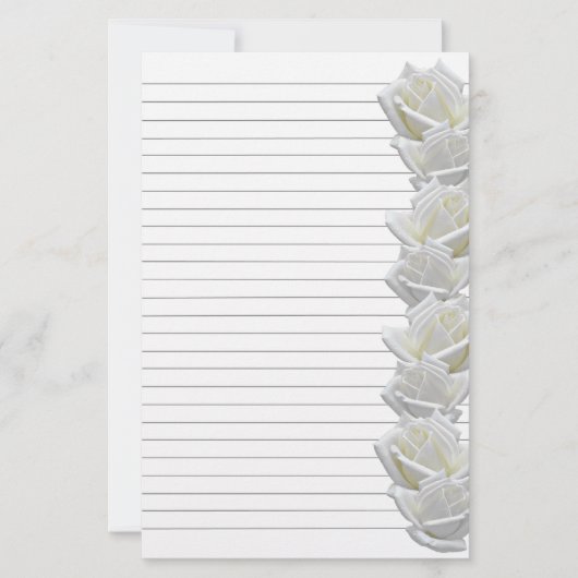 Weiße Rosen - Grenze 2 Geschirr Briefpapier (Vorderseite)