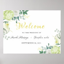 Weiße Rosen Grün und Weiße Blumen Begrüßungszeiche