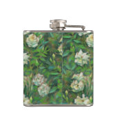 "Weiße Rosen, grüne Blätter", wunderschöne Blume Flachmann (Rückseite)