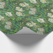 "Weiße Rosen, grüne Blätter", wunderschöne Blume Geschenkpapier (Ecke)