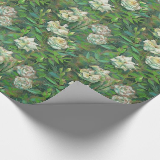 "Weiße Rosen, grüne Blätter", wunderschöne Blume Geschenkpapier (Ecke)