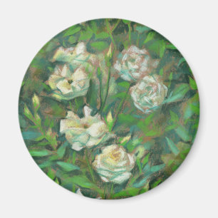 "Weiße Rosen, grüne Blätter", wunderschöne Blume Magnet