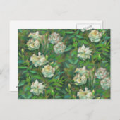 "Weiße Rosen, grüne Blätter", wunderschöne Blume Postkarte (Vorne/Hinten)