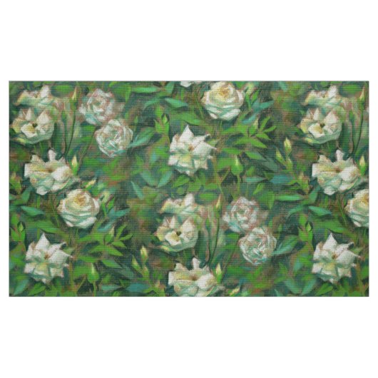 "Weiße Rosen, grüne Blätter", wunderschöne Blume Stoff (Fat Quarter (45,7 x 55,9 cm))