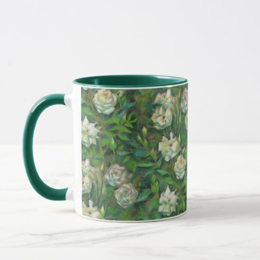 "Weiße Rosen, grüne Blätter", wunderschöne Blume Tasse (Links)