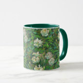 "Weiße Rosen, grüne Blätter", wunderschöne Blume Tasse (VorderseiteRechts)