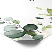 Weiße Rosen Grüne Hochzeit Begrüßungszeichen Plaka Poster (Ecke)