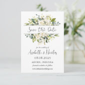 Weiße Rosen Grüne Hochzeit speichern das Datum (Stehend Vorderseite)