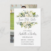 Weiße Rosen Grüne Hochzeit speichern das Datum (Vorne/Hinten)