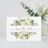 Weiße Rosen Grüne Hochzeit speichern das Datum (Stehend Vorderseite)