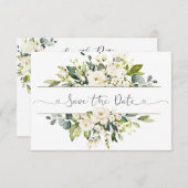 Weiße Rosen Grüne Hochzeit speichern das Datum (Vorne/Hinten)