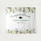 Weiße Rosen Grünpflanzen Foto Grad Hintergrund Wandteppich (Vorderseite (Horizontal))