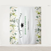 Weiße Rosen Grünpflanzen Foto Grad Hintergrund Wandteppich (Vorderseite)