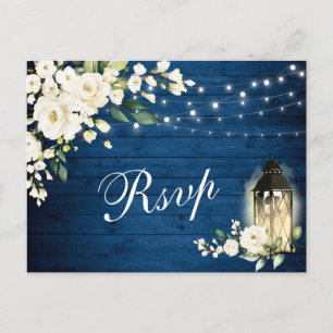 Weiße Rosen Hochzeit RSVP mit Essensauswahl Postkarte