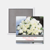 Weiße Rosen Hochzeitsmagnet Gefallen Vorlage Magnet (Vorderseite/Rückseite)