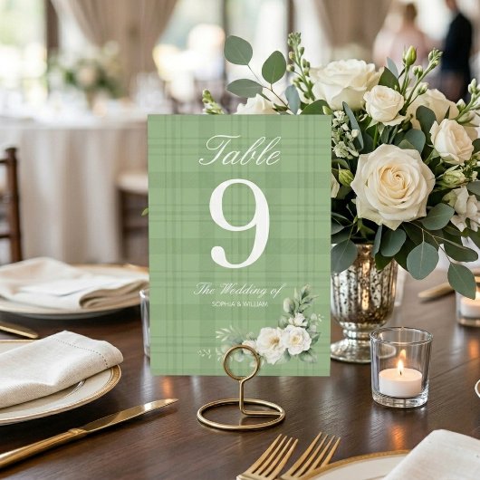 Weiße Rosen Hochzeitstisch Nummer Tischnummer