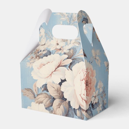 Weiße Rosen im rustikal-blauen Hintergrund Geschenkschachtel (Rückseite)