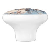 Weiße Rosen im rustikal-blauen Hintergrund Keramikknauf (Seitenansicht)