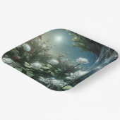 Weiße Rosen im Zaubergarten Pappteller (Gewinkelt)