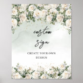 Weiße Rosen in Aquarellfarben erstellen Ihr eigene Poster (Vorne)