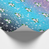 Weiße Rosen in glänzender Ombre Dusche Geschenkpapier (Ecke)