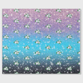 Weiße Rosen in glänzender Ombre Dusche Geschenkpapier (Flach)