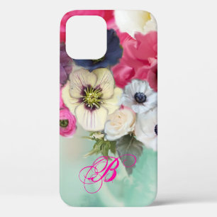 WEIßE ROSEN IN ROSA UND ANEMONENBLUMEN MONOGRAMM Case-Mate iPhone HÜLLE