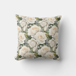 Weiße Rosen Klassische Blumenform Kissen