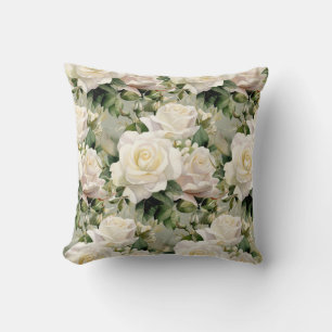 Weiße Rosen Klassische Blumenform Kissen
