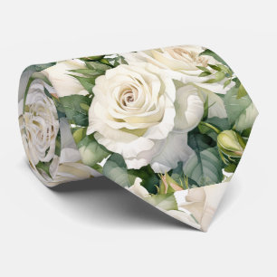 Weiße Rosen Klassische formale florale Krawatte