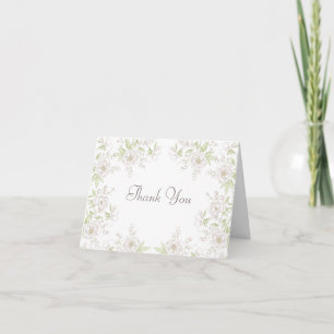 Weiße Rosen-Klassische Hochzeit Dankeskarten Einladung