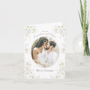 Weiße Rosen Klassische Hochzeit Dankeskarten Foto Einladung