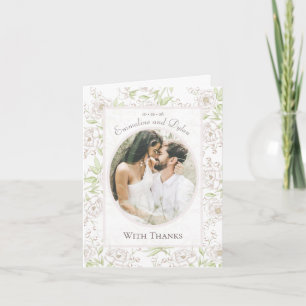 Weiße Rosen-Klassische Hochzeits-Dankeskarten-Foto Einladung