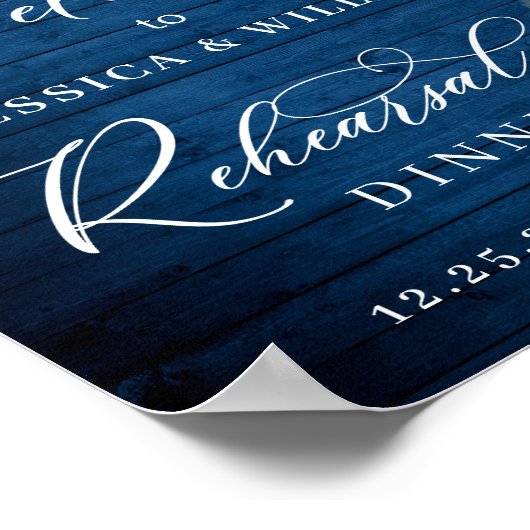 Weiße Rosen Lantern Probe Blau Holz Abendessen Poster (Ecke)