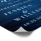 Weiße Rosen Lantern Probe Blau Holz Abendessen Poster (Ecke)