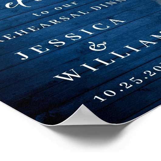 Weiße Rosen Lantern Probe Blau Holz Abendessen Poster (Ecke)