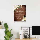 Weiße Rosen Lattern Rustikale Probe Abendessen Poster (Heimbüro)