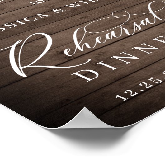 Weiße Rosen Lattern Rustikale Probe Abendessen Poster (Ecke)