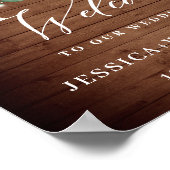 Weiße Rosen Lattern Rustikales Holz Begrüßung Hoch Poster (Ecke)