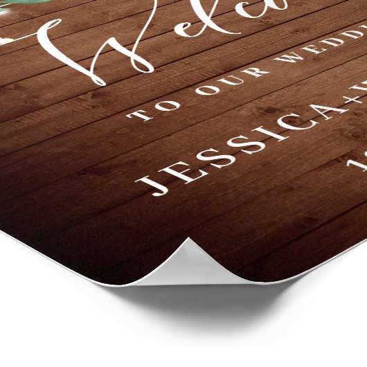 Weiße Rosen Lattern Rustikales Holz Begrüßung Hoch Poster (Ecke)