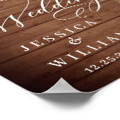 Weiße Rosen Lattern Rustikales Holz Begrüßung Hoch Poster (Ecke)