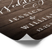 Weiße Rosen Lattern Rustikales Holz Begrüßung Hoch Poster (Ecke)