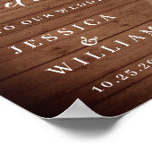 Weiße Rosen Lattern Rustikales Holz Begrüßung Hoch Poster (Ecke)