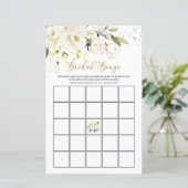 Weiße Rosen Laub Hochzeits-Bingo-Spiel (Stehend Vorderseite)